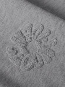 Manfinity EMRG Men's Casual Letter Flocked Round Neck Short Sleeve T-Shirt, Summer - Grey - View 6