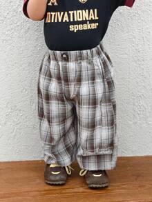 DAZY Toddler Girls' Loose Casual Plaid Pants, Versatile For All Seasons - Dark Green - View 3