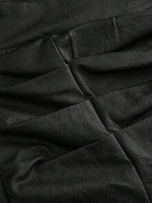 Flirla Women's Elastic Fitted Elegant Black Coated Pencil Skirt - Black - View 9
