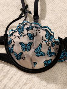 2pcs Women's Underwear Set With Underwire, Sexy Embroidery