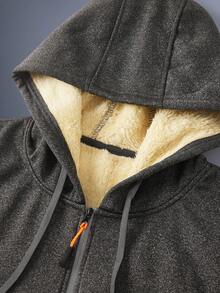 Driftmere Jaqueta masculina térmica com forro, grossa, casual, com zíper, manga comprida e capuz, ideal para outono/inverno (1 peça). - Cinza escuro - Ver 3