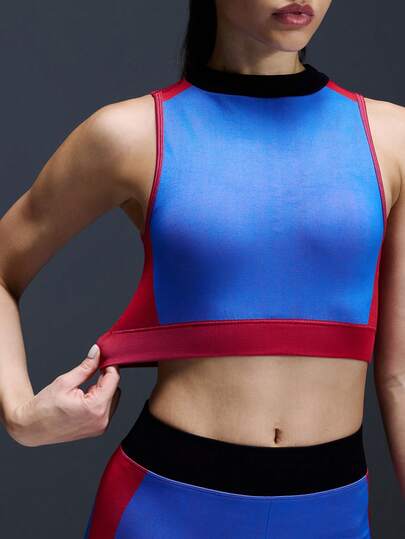 Powerista Women's Colorblock Elastic Cropped Wireless Sports Bra, Summer
