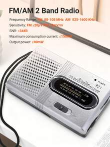 Teckwe 便携式AM/FM收音机，带扬声器，电池供电，接收范围广，适用于室内、室外和紧急情况下使用，配有耳机插孔，是馈赠亲友、送给长辈或居家使用的理想之选。