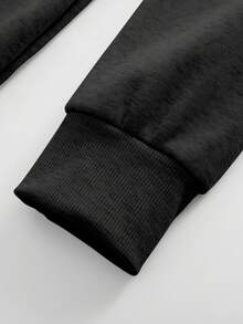 Claim Dot 宽松男士标语印花落肩抽绳连帽衫，街头风灰色Y2K乐队连帽衫，复古摇滚风连帽衫，长袖上衣 - 彩色 - 查看 4