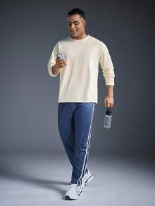 Driftmere T-shirt à manches longues pour hommes, couleur unie, décontracté. Polyvalent du printemps à l'été. T-shirts de sport confortables et doux pour hommes. Style athleisure, mode sportive, pour le printemps/l'été - Beige - Voir 1