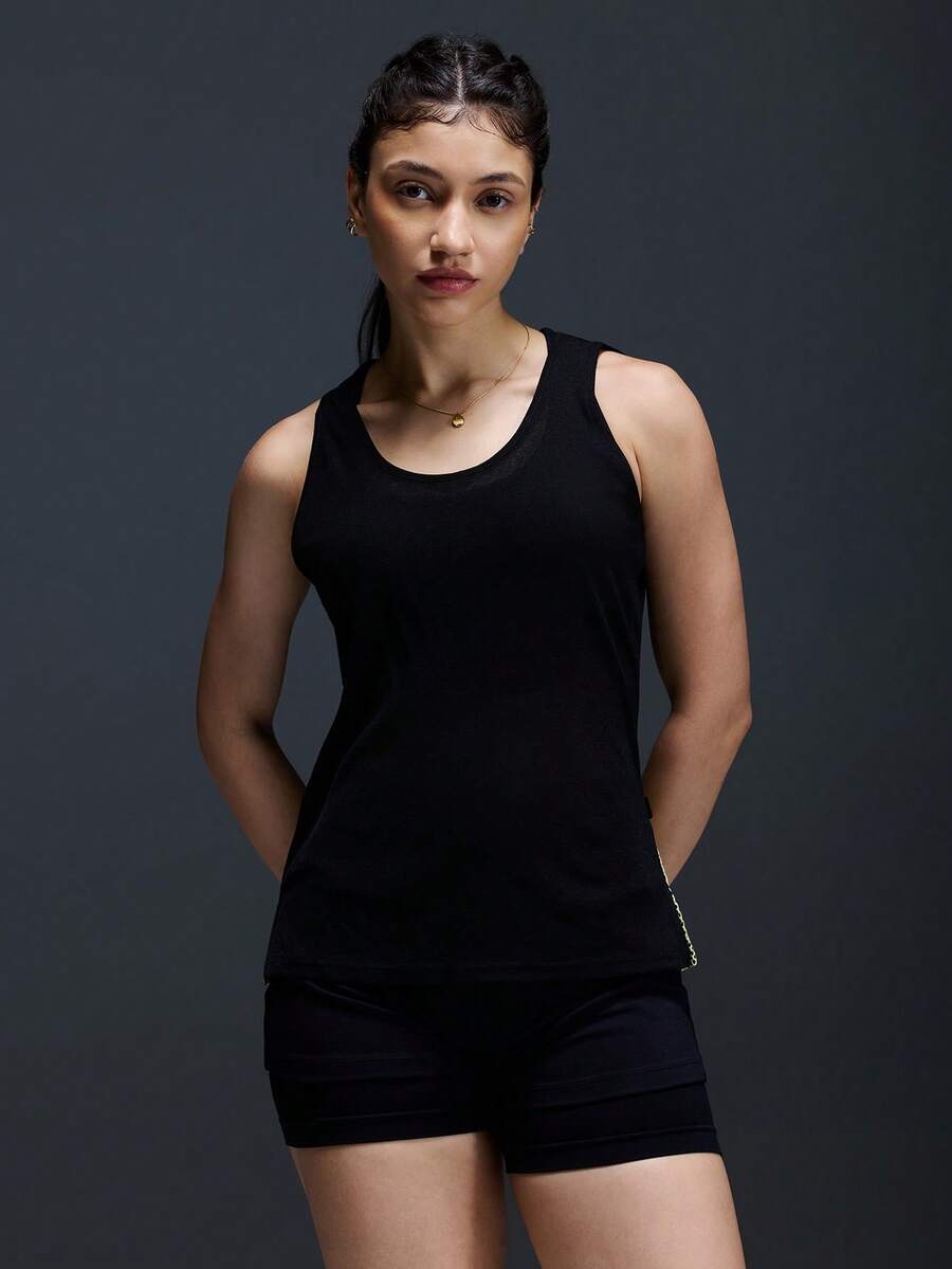 Powerista Women's Backless Everyday Fitness Running Training Sports Tank Top - Black - View 1