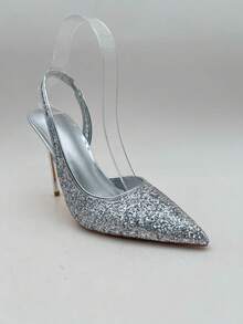 CUCCOO SZL Women's Pointed Toe Stiletto Heel Shoes, Elegant, Sweet, Romantic, Suitable For Afternoon Tea, Dates, Fashion Parties, Workplace, Halloween - Silver - View 16