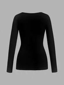 Attitoon Punk Wings, Heart And Cross Pattern V-Neck Long Sleeve T-Shirt, Suitable For Women, Halloween, Y2K Style, Streetwear, Retro, Back-To-School, Fall, Vacation, Casual Wear, Autumn/Winter, Hip-Hop, Style Core Aesthetics, Gothic, Cyber Gothic And Other Styles. - White - View 4