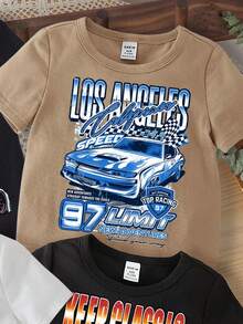 Baby Boy Casual Minimalist Short Sleeve Crew Neck Top, Suitable For Summer - Multicolor - View 5