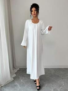Rafferiza 灯笼袖休闲宽松长裙 - 白色 - 查看 8