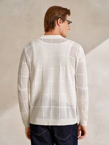 Manfinity CityGents Áo khoác cardigan nam kiểu dáng thường ngày, đơn giản, màu trơn, chất liệu dệt kim pointelle, cài nút, thích hợp cho kỳ nghỉ, áo cardigan nam mùa thu, trang phục nghỉ dưỡng nam, áo khoác len nam, áo sơ mi móc nam, áo khoác len nam, áo sơ mi dệt kim mở cúc. - Nhiều màu - Xem 5