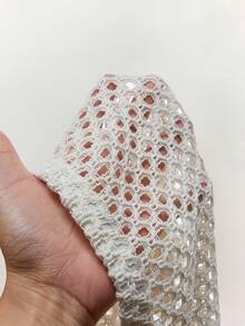 Amplova Bộ đồ 2 mảnh dành cho nữ, màu trơn, họa tiết thêu, kiểu cổ yếm hở lưng và chân váy ngắn xuyên thấu gợi cảm. - Màu be - Xem 11