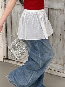 DAZY Tween Girls' Casual Everyday Commute Solid Swiss Dot A-Line Skirt, Fashionable Flared - White - View 7