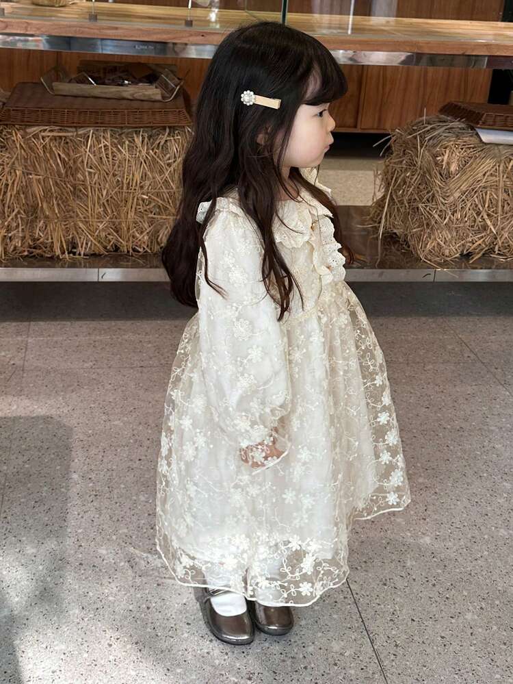 Baby Girl Lace Patchwork Textured Korean Style Party Birthday Dress