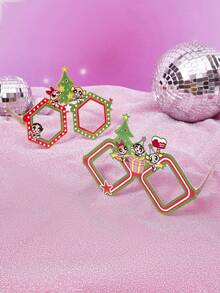 THE POWERPUFF GIRLS X SHEIN 2pcs Cute Cartoon Animal Pattern Paper Party Glasses - Multicolor - View 1