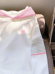 Resyla Áo nỉ nữ phối màu kẻ sọc và họa tiết trái tim - Nhiều màu - Xem 5