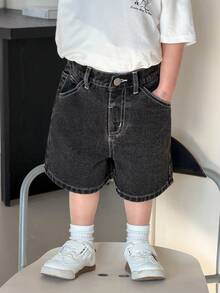 DAZY Baby Boys' Loose Korean Style Pocket Washed Denim Shorts Summer - Black - View 6