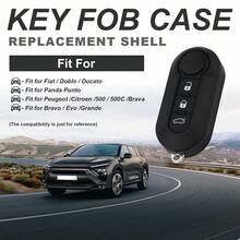 3 Botones Carcasa de Repuesto Plegable para Control Remoto de Llave de Coche Apta para Fiat 500/Punto, Llave Remota de Entrada sin Llave Resistente al Desgaste - 3 llaves - Ver 5