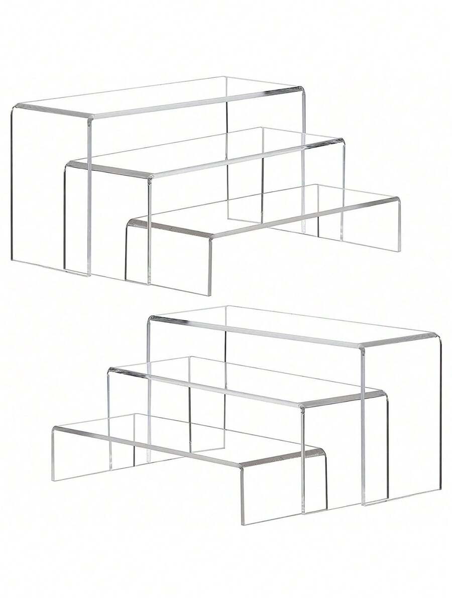Giá trưng bày, 3/6 chiếc hình chữ nhật bằng acrylic trong suốt, thích hợp để trưng bày đồ sưu tầm, giày dép, trang sức, tượng nhỏ, bánh ngọt, kẹo, đồ trang trí bàn tráng miệng, nhà bếp. - Nhiều màu - Xem 1