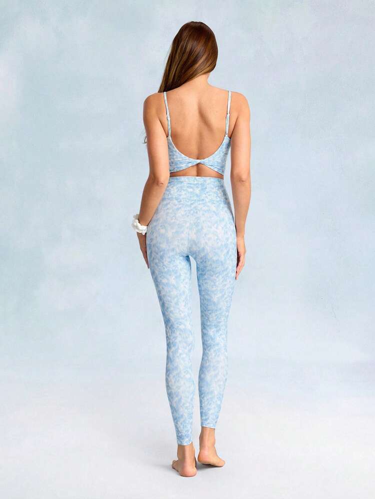 24" FeatherFit™ Crossover Leggings With Built-In Underwear Light Support Low Impact Yoga Pilates Daily Gym Valentine's Day