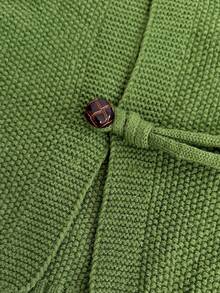 EMERY ROSE 2026 Plus Size Women's Fashionable Casual Minimalist Versatile V-Neck Green Button Twist Knit Cardigan Perfect For Everyday Wear - Green - View 6