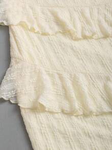 Sweetra Y2K Sexy Ruffle Hem Textured Fabric Versatile Commute & Vacation Dress - Apricot - View 3