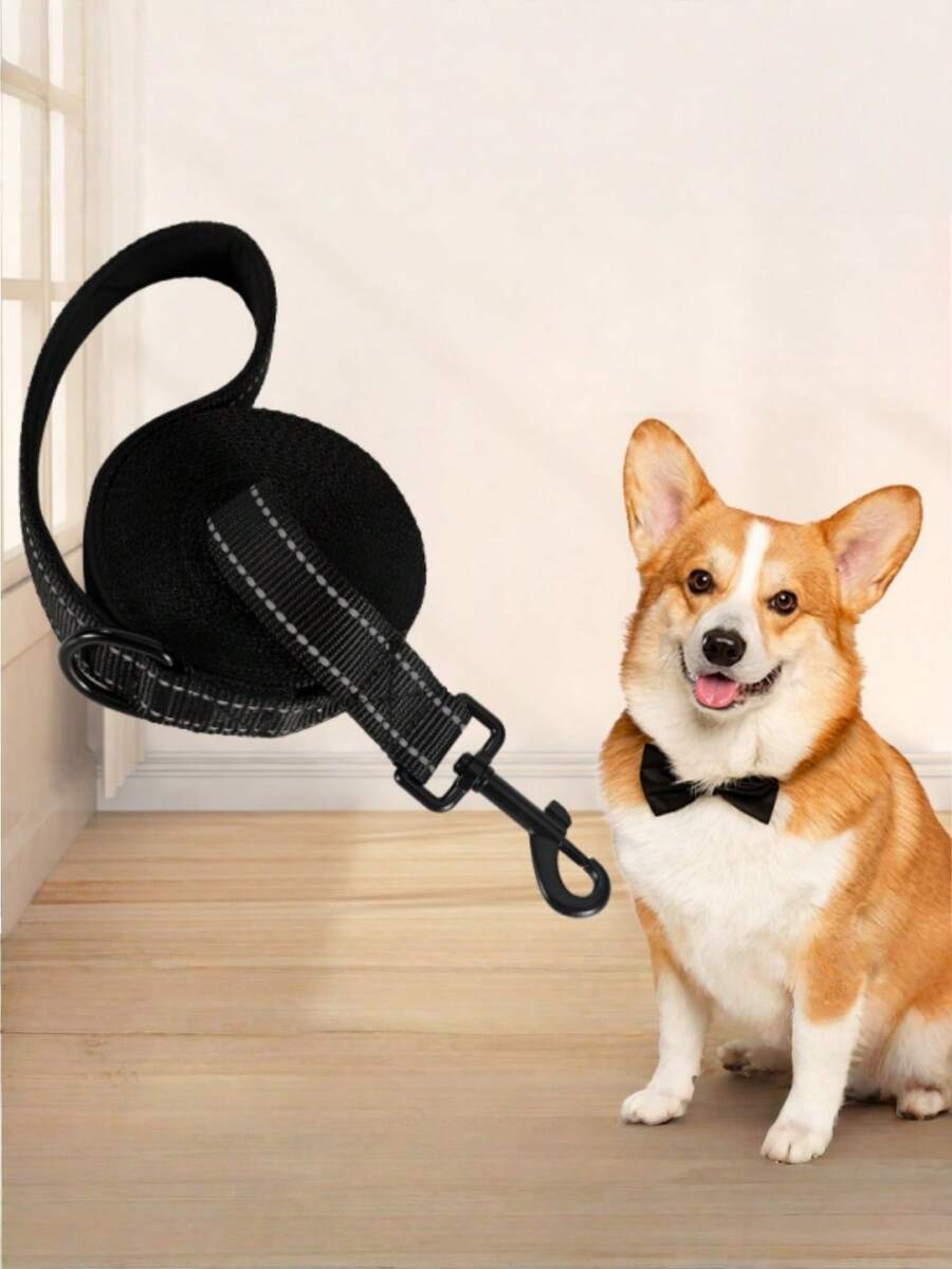 1pc Nighttime Reflective Dog Leash, Pp Explosion-Proof Handle Pad, Comfortable Grip, One Leash For Multiple Dogs - Black - View 1