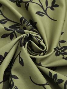 Sweetra 大码露背碎花复古简约女士吊带泳衣套装 - 綠色 - 查看 6