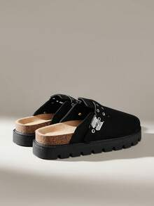 Solecia Women's Thick Sole Casual Slip-On Mules With Corn Pad Design - Black - View 4