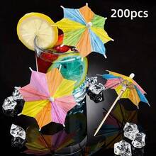 50支装鸡尾酒伞，饮料精选八角星形纸伞，纸杯蛋糕装饰，手工鸡尾酒伞杆，夏季海滩泳池派对装饰、圣诞节礼物 - 彩色 - 查看 7