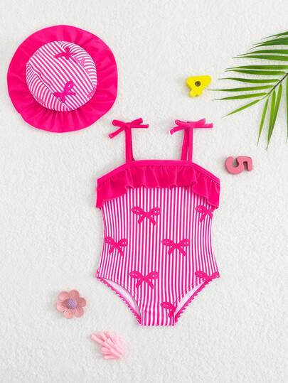 NEW BABYBeachwear Newborn Swimsuit Cute Rose Red Bow Print Knit Fabric Adjustable Shoulder Strap Bow Two-Piece Set, Hat+One-Piece Swimsuit Fashionable Casual Exquisite Gorgeous Ladies Suitable For Swimming Suitable For Summer Vacation, Beach Beach, Swimming Pool, Summer Party Leisure Vacation Bow Swimsuit Flamingo Swimsuit Baby Girl Swimming Suit With Hat Baby Girl Swimsuit Pink Striped Swimsuit Baby Girl Swimsuit With Hat Striped Baby Swimsuit Pink Baby Swimsuit Baby Girl Bow Swimsuit
