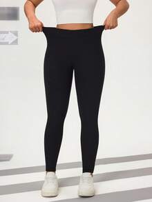 Flexra Women's Elastic Waist Denim Skinny Pants, Casual Sporty Style - Black - View 8