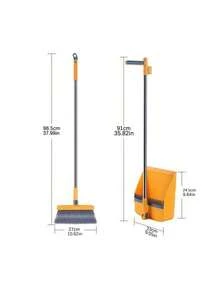 2件套客厅必备家用清洁用品，包括扫帚带簸箕组合、超大折叠扫帚簸箕套装、家用扫帚、垃圾铲、加厚扫帚簸箕套装 - 彩色 - 查看 2