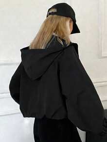 DAZY Damen Lässig Outdoor Sport Kapuzenjacke - Schwarz - Übersicht 2