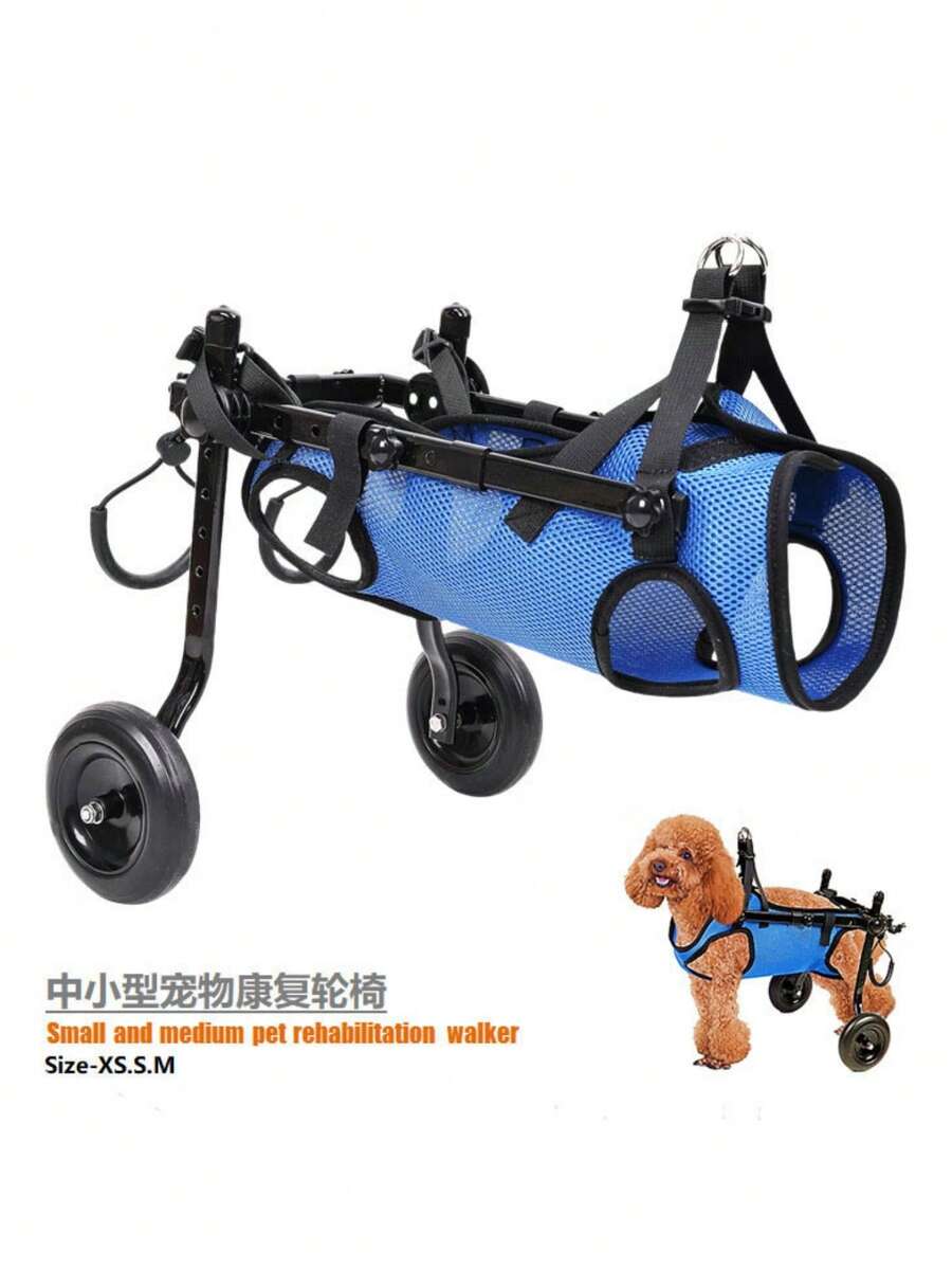 1 set sabuk pengaman kursi roda anjing, alat bantu mobilitas yang dapat disesuaikan untuk hewan peliharaan cacat kaki belakang, cocok untuk hewan peliharaan kecil seperti pudel, teddy, cocok untuk hewan peliharaan 2-9kg dengan cacat tungkai belakang, anjing tua dengan kelumpuhan, pemulihan cedera. - Biru - View 1