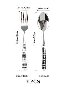 Zazumi 1/2 Stücke Besteck mit Keramikgriff, Edelstahl Besteck mit polierter Oberfläche, Keramikgriff Dessertlöffel, Dinner Gabel und Tafellöffel - kreative Küchenutensilien inklusive Gabel, Teelöffel und Suppenlöffel, ideal für den täglichen Gebrauch - Verschiedenfarbig - Übersicht 13