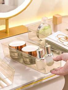 Drawer Desktop Cosmetics Storage Box, 2-Piece/6-Piece Combination Drawer Storage Set, Dressing Table Storage Box, Storage Box For Makeup, Jewelry, Kitchen, Bedroom, Bathroom Small Tools, Office Christmas Holiday Gift Giving - Light brown - View 4