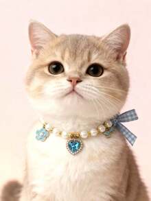 PETSIN 1 件装宠物爱心仿珍珠项链；颈围可调节；领结吊坠；心形吊坠；宠物配饰；宠物用品 - 彩色 - 查看 21