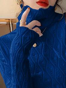 INAWLY Women's Solid Color Turtleneck Long Sleeve Fitted Sweater