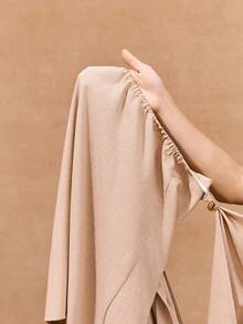 Zivah 2026春夏新款，适合情人节、音乐节、复活节、西部风、波西米亚风、纳什维尔派对、婚礼、晚宴、约会、聚会等场合的斗篷式迷你连衣裙，正面饰有金属扣，修身A字廓形 - 卡其色 - 查看 9