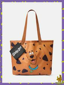 SCOOBY-DOO X SHEIN Fashionable Large Capacity Rainbow Cat Pattern Tote Bag - Brown - View 1