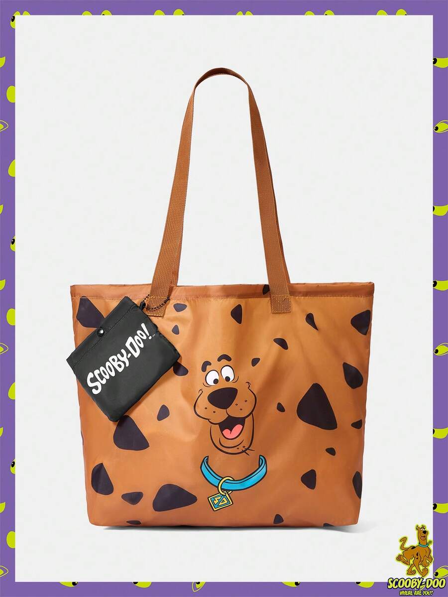 SCOOBY-DOO X SHEIN Fashionable Large Capacity Rainbow Cat Pattern Tote Bag - Brown - View 1