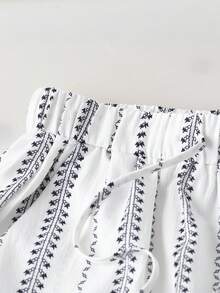 GlowEve Bohemian Style Sun Protection Shirt Set, Women Summer 2 Pieces Outfit Including Shorts - White - View 4