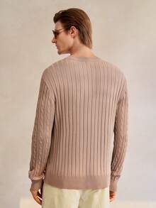 Manfinity CityGents Men's Solid Color Crew Neck Cable Business Casual Long Sleeve Sweater It Is Great For Couples And Makes An Excellent Gift Idea For Boyfriends Or Husbands Brands Bruno Mars Cashmere Men S Clothing Knitted Shirts For Men Men's Textured Shirt Beige Shirt For Men Apricot Men Outfit Cashmere Men's Clothing - Multicolor - View 4