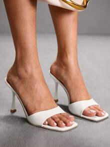 CUCCOO SZL 2026 Summer Crocodile Pattern Square Toe Stiletto Sandals, Fashion Avant-Garde, European And American Sexy, Crocodile Pattern Texture Upper, Square Toe Design, Stiletto Heel To Enhance Aura, Suitable For Women Who Pursue Individuality, Can Be Used For Parties, Dates, Shopping And Other Fashion Occasions Prom Heels Summer Shoes - White - View 4