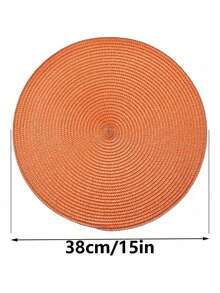 Juego de 4 manteles individuales redondos tejidos de unicolor - Material de PP con aislamiento térmico y resistencia a las quemaduras, adecuados para fiestas de cumpleaños, cenas familiares, decoración de celebraciones de inauguración de la casa - Naranja - Ver 6