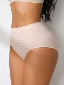 NudeFit 3PCS Women Comfy Stretch High Waisted Striped Seamless Full-Coverage Panties - Multicolor - View 6