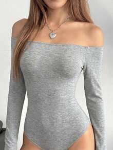 SHEIN EZwear 女士灰色碎花针织露肩连体衣