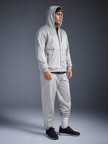 Driftmere 2 件套青少年男童新款运动休闲连帽衫套装，秋冬羊毛连帽衫 + 运动裤，时尚百搭保暖休闲装 - 淺灰色 - 查看 8