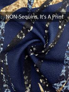 Lyxana Women's Elegant Printed Halter Jumpsuit - Navy Blue - View 7